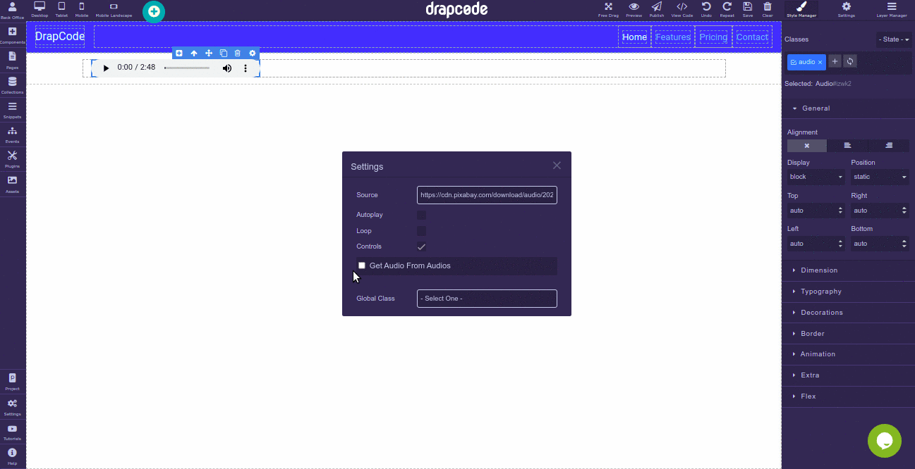 DrapCode Builder Audio