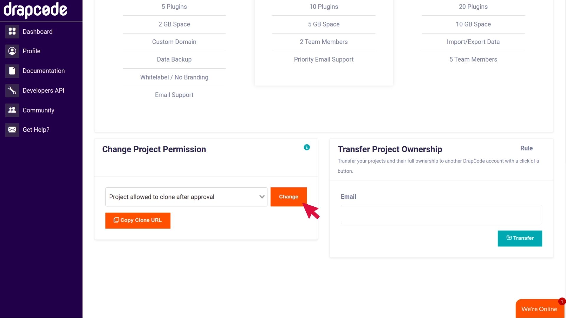 DrapCode Project Permission