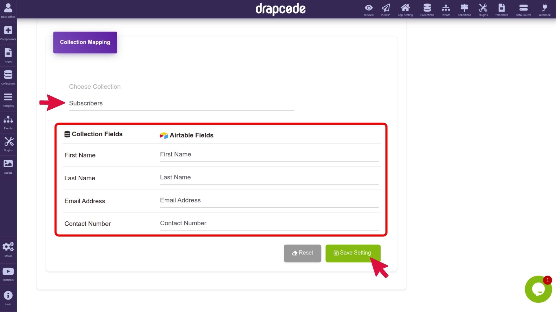 DrapCode Builder Airtable