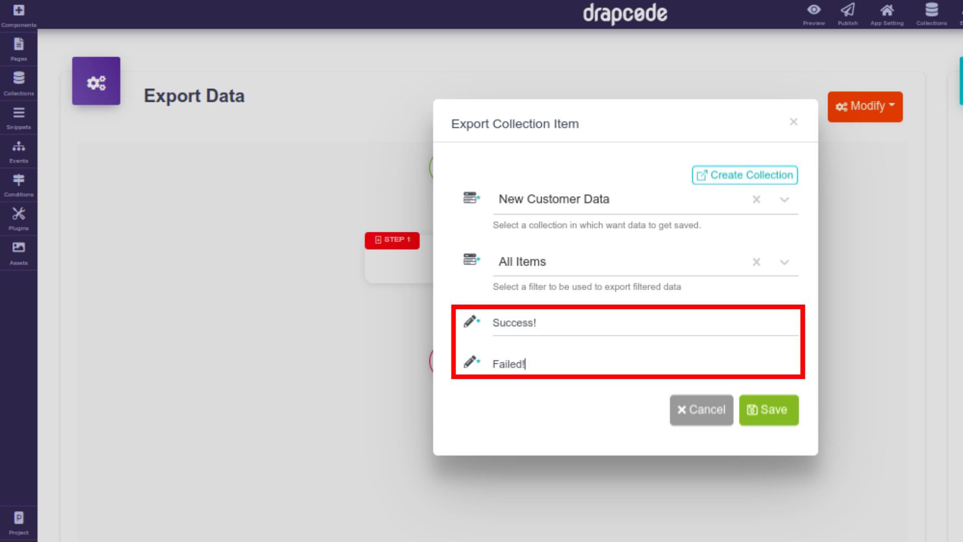 DrapCode Builder Export Import Collection Item