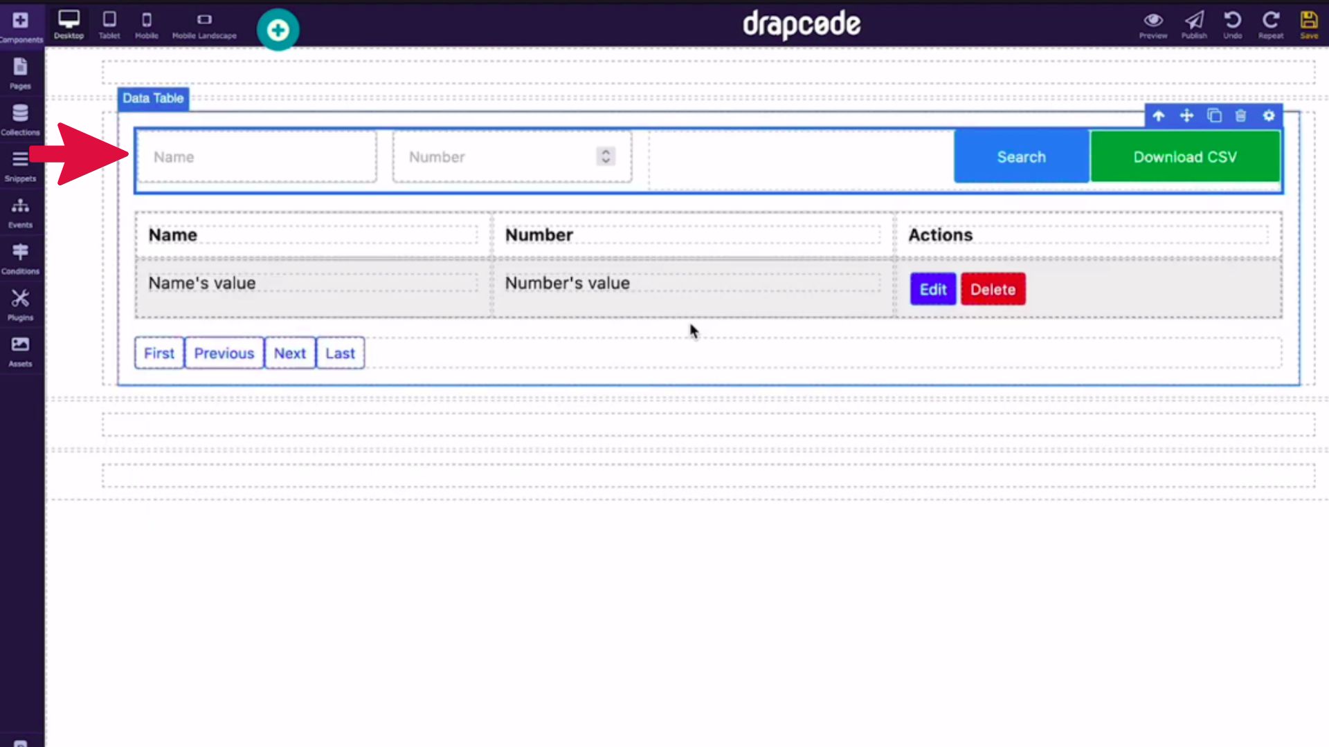 DrapCode Builder Data Search and CSV Download